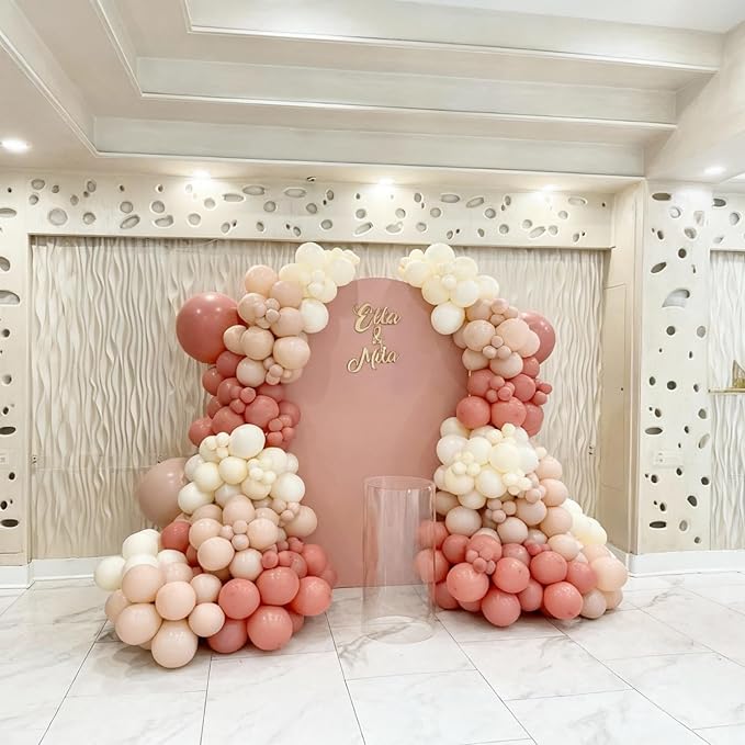 Dusty Pink Nude Gold Balloons, 60Pcs 12Inch Pink Sand White Nude Gold Biege Balloons for Boho Baby Shower Wedding Bridal Shower Engagement Birthday Party Decorations