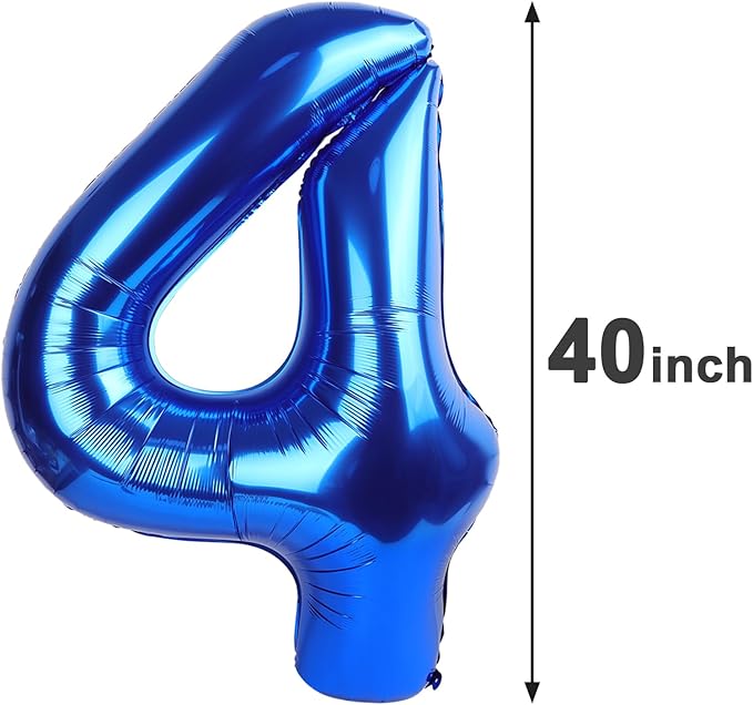 Jumbo Mylar Navy Blue 4 Number Balloon 40 Inch, Big Number 4 Balloons Birthday Decorations, 4th Four 4 14 40 44 64 Year Old Birthday Party, Large Size Digit Numbers Balloon Supplies