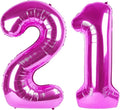 40 Inch Large 21 Balloon Numbers Rose Purple Big Foil Number Balloons Giant Helium Happy Birthday Party Decorations for Man and Women, Huge Mylar Anniversary Party Supplies