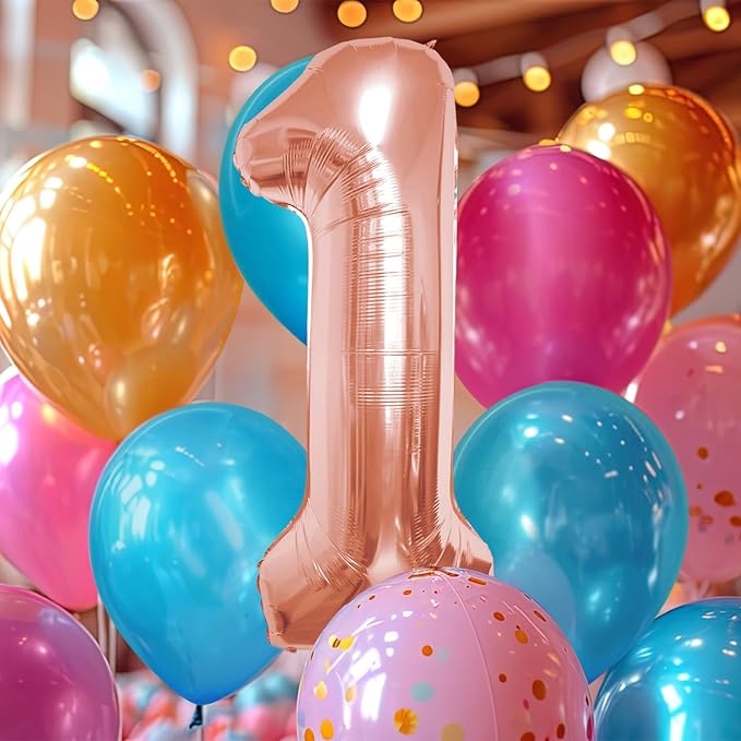 40 Inch Large Rose Gold Number Celebration and Decoration Balloon for Birthday Parties, Graduations, Anniversaries, Weddings, Photo Shoots, Special Events (Rose Gold Number 1)