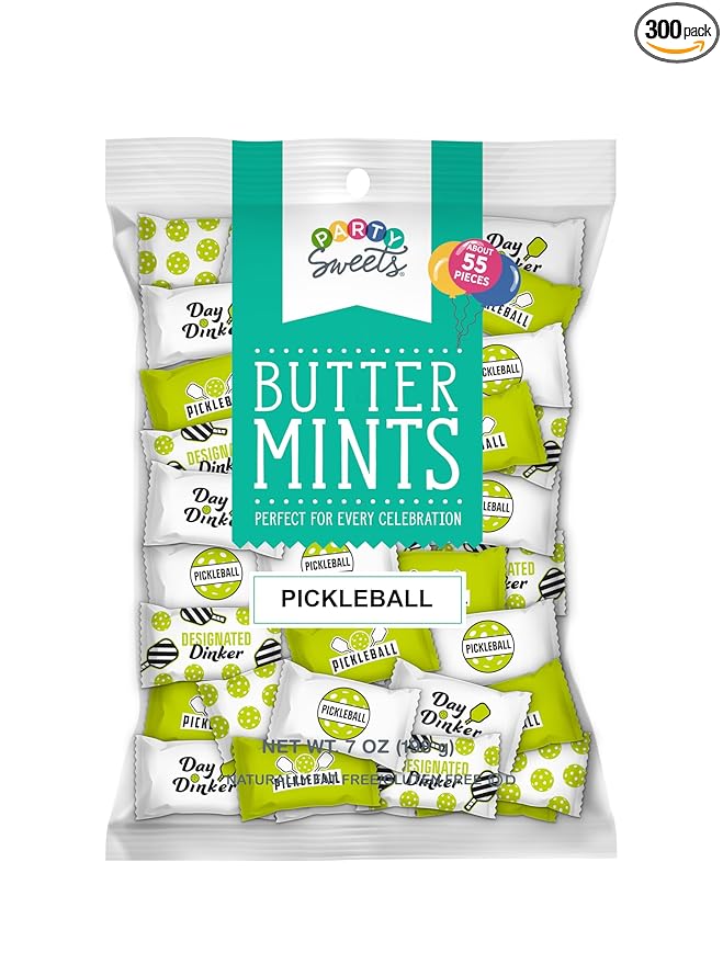Party Sweets Pickleball Mints by Hospitality Mints, Appx 300 mints, 7-Ounce Bags (Pack of 6)