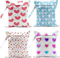 4 Pack Wet Bag for Swimsuit, Beach Travel Essentials Wet Dry Bag, for Sunscreen Toiletry Dirty Clothes Yoga Gym Diaper, Friend Summer Beach Vacation Gifts. Various heart shapes