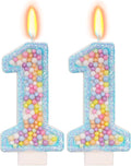 Blue Birthday Candles - Number 11 Candle, Colorful Macaron Candles, 11 Birthday Decorations for Girls Boys, Cake Decorations, Theme Party Supplies (Blue)