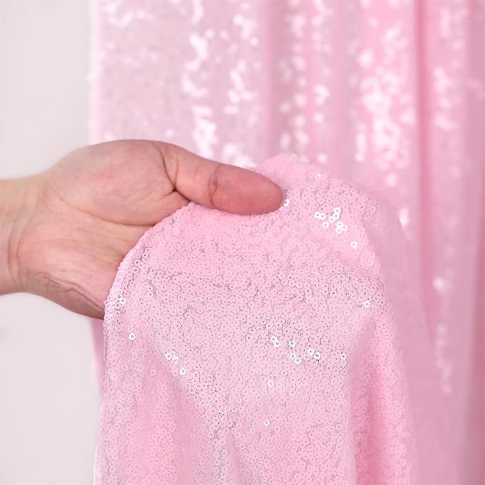 B-COOL Pink Sequin Backdrop Curtain 6 Panels 2ftx8ft Curtain Drapes Glitter Fabric for Wedding Birthday Baby Shower Sweetheart Party Decorations
