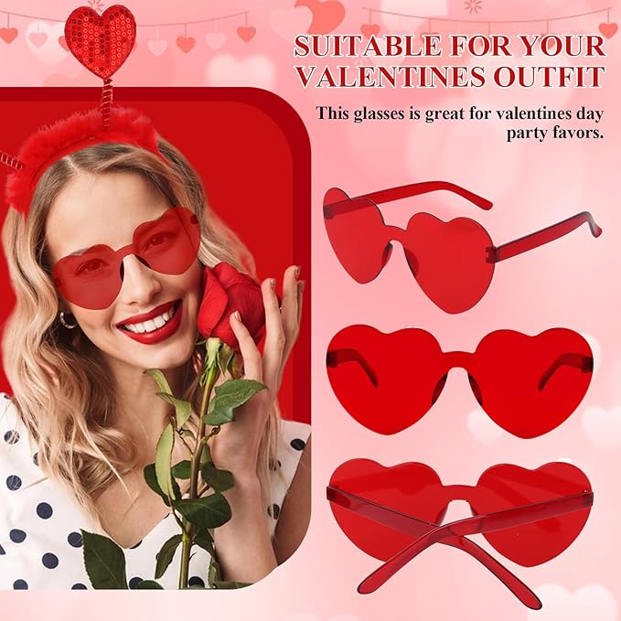 Semato valentines Day Headband with Red Heart Sunglasses for Valentines Day Accessories Galentines Party Favors Halloween Costume