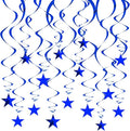 BEISHIDA Blue Star Hanging Swirl Decorations,Hanging Gold Party Supplies for Graduation Wedding Baby Shower Decorations,Pack of 15