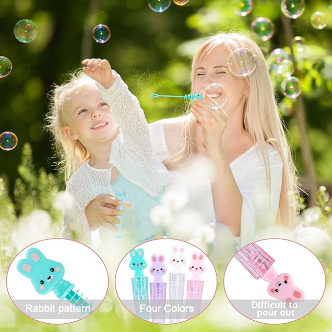 24 Pcs Easter Bubble Wands,4 Designs Bubbles Stick Bulk for Daily Activity Use Easter Celebration Birthday Graduation Shower Bubbles Party Favors Supplies