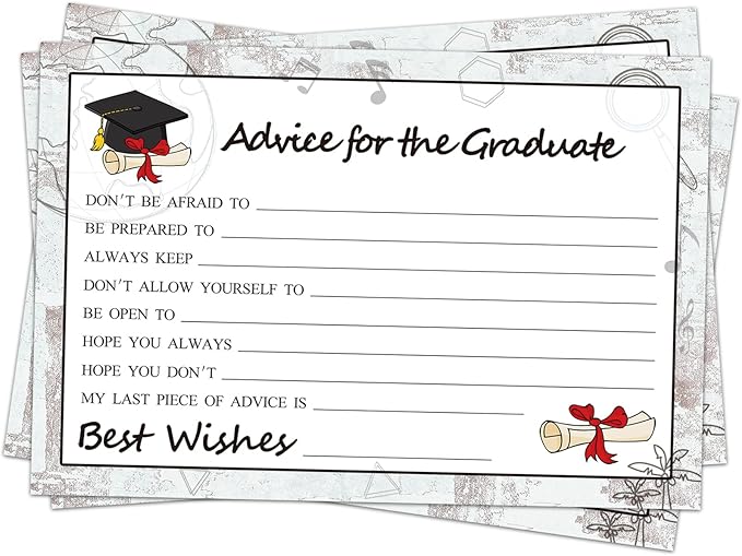 Graduation Wish & Advice Cards - 50PCs Graduate Party Supplies Advice Card for Class of 2026 Graduations Party, Graduation Favors Cardes for High School/College/Senior School