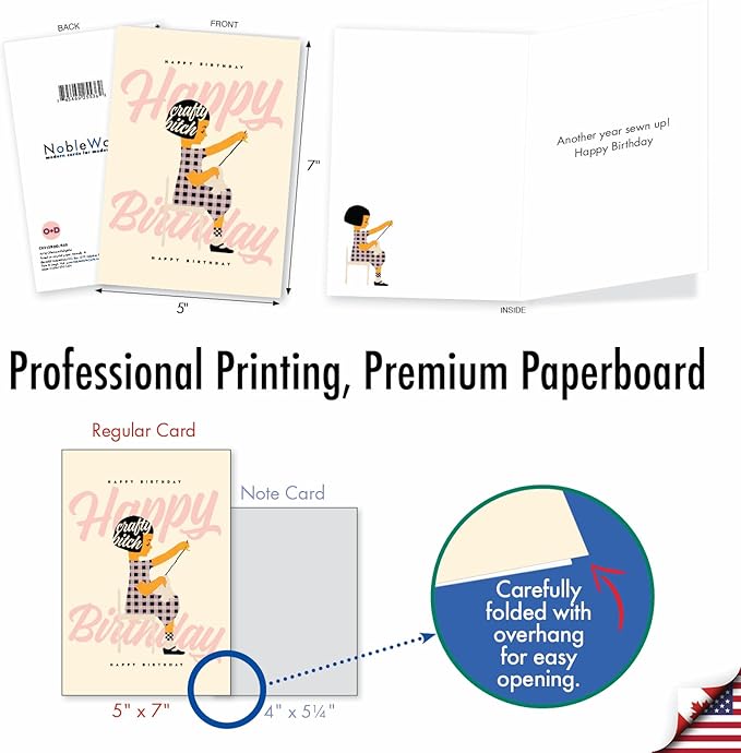 NobleWorks - 1 Funny Women's Birthday Card - Hilarious Bday Greeting Card with Envelope, Sassy Celebration - Crafty Bitch C9312BDG