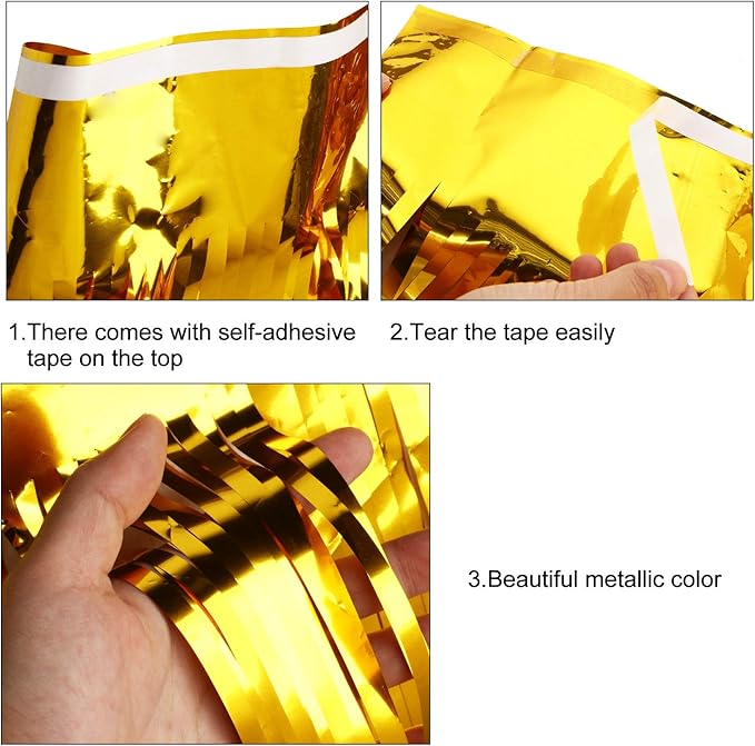 WILLBOND 4 Packs 40 Feet Fringe Garland Foil Fringe Garland Metallic Tinsel Foil St. Patrick's Day Hanging Banner for Wedding Birthday Parties Holiday Decorations Graduation