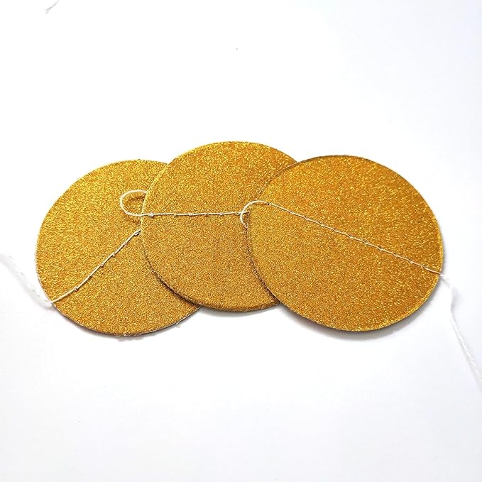 Party Decorations 52 Ft Big Star Garland Circle Dots Garland Paper Backdrop Streamer for Graduation Birthday Bachelorette Engagement Wedding Bridal Shower Baby Shower (Gold)