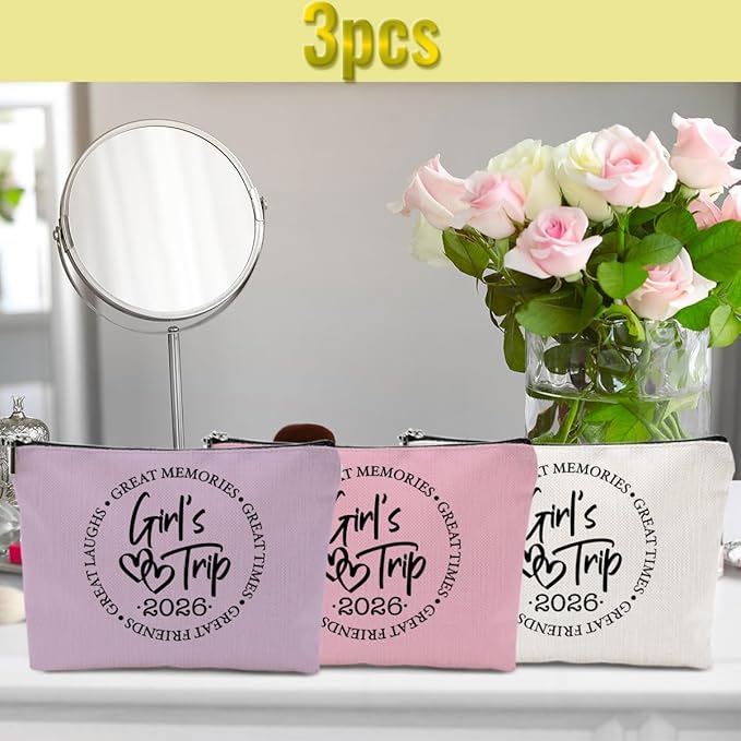 1 Pcs 3 Pcs 4 Pcs Makeup Bag, Girls Trip Gifts Favors Girls Weekend Gifts, Friendship Gifts for Women Bestie Bride