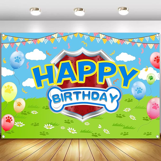 5x3ft Cartoon Dog Theme Backdrop Cartoon Photography Background Kids Boys Girls Birthday Party Decorations Photo Booth Banner Props