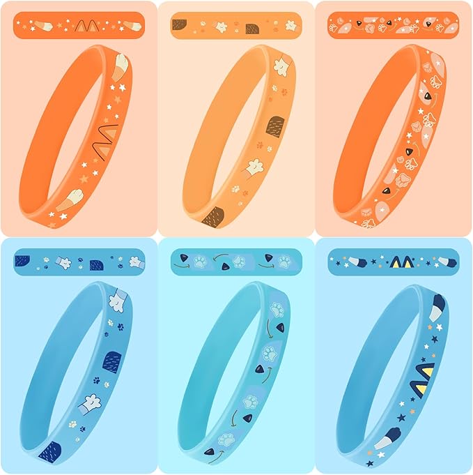 JUNEBRUSHS 42 Pcs Blue Dog Theme Silicone Wristbands, Baseball Party Favors Rubber Bracelets for Birthday Theme Party Supplies Classroom Rewards Pinata Stuffers Family Games Kids Goodie Bag Gifts