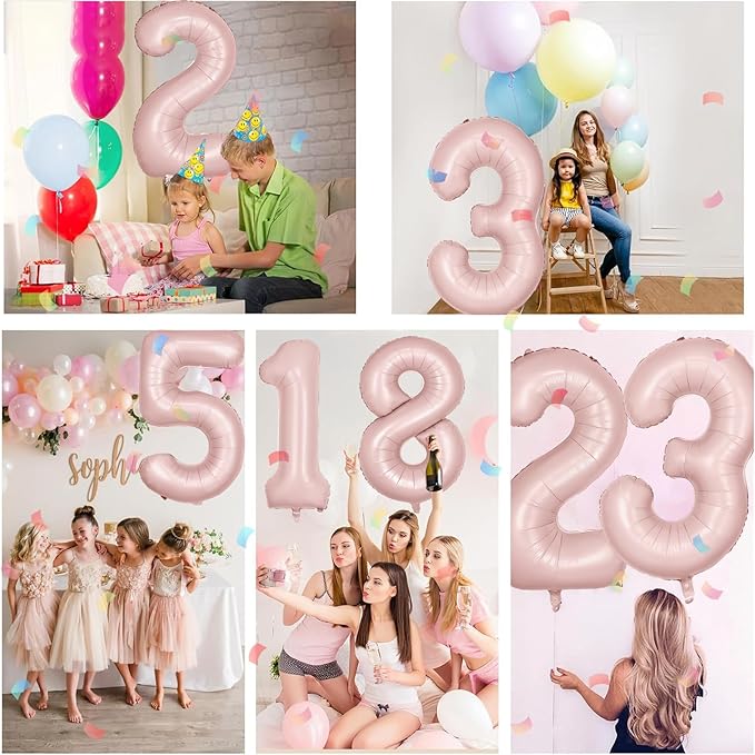 40 inch Pink Number Balloon Light Pink 5 Balloon Matte pink Number 5 Balloon for 5th Birthday Party Decorations