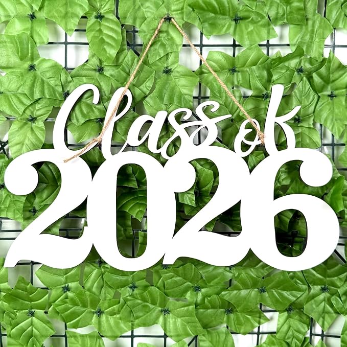Class of 2026 Wooden Sign Graduation Party Decorations 2026 White Graduation Photo Booth Prop Senior2026 Sign for High School College Party