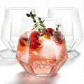 40 Pcak Plastic Stemless Wine cocktail Whiskey Champagne Glasses, 12 Oz Disposable Clear Unbreakable Cups for Party Bars Wedding Tasting (Diamond-shaped)