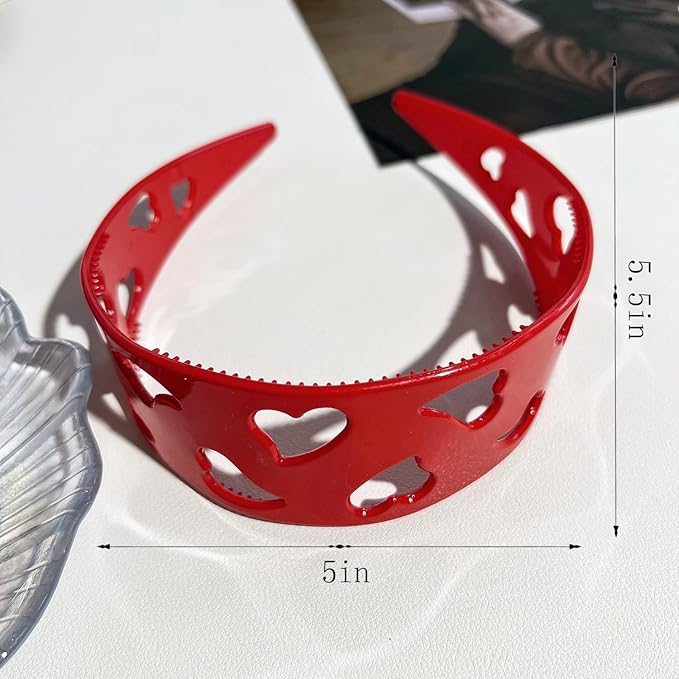 Valentines Headband New u Shape Fashion Tooth Hair Comb Headbands Hollow Heart Headband Vintage High Cranium Hairband with Teeth Head Bands for Women Holiday Party Head Wear Accessories Gift 1pcs