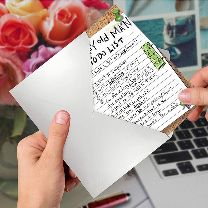 NobleWorks Funny Birthday Greeting Card with 5 x 7 Inch Envelope (1 Card) Bday Grumpy Old Man List 9729Z