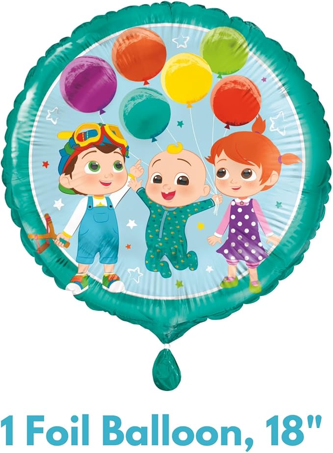 Cocomelon Balloons - Cocomelon Birthday Decorations - Bundle with 8 Latex and 1 Foil Balloons, Checklist - Party Supplies for 1st or 2nd Birthday