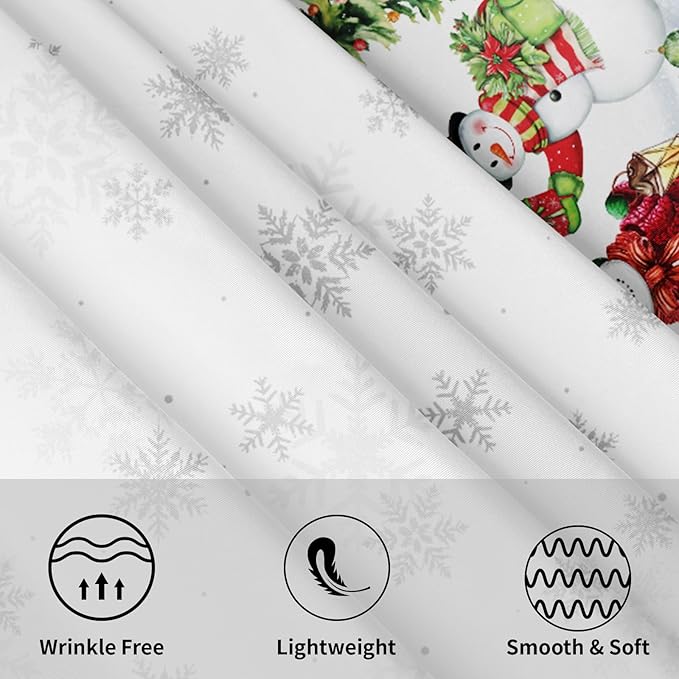 Winter Snowman Round Tablecloth White Tablecloth 60 Inch Christmas Snowflake Pattern Circle Table Cloth Xmas Holiday Table Cover Indoor Decor for Home Kitchen Dinning Party