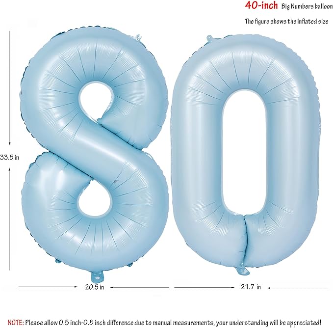 40 In Matte Blue Number Balloons Helium Foil Mylar Balloon Birthday Party banquet Decoration Digital 80