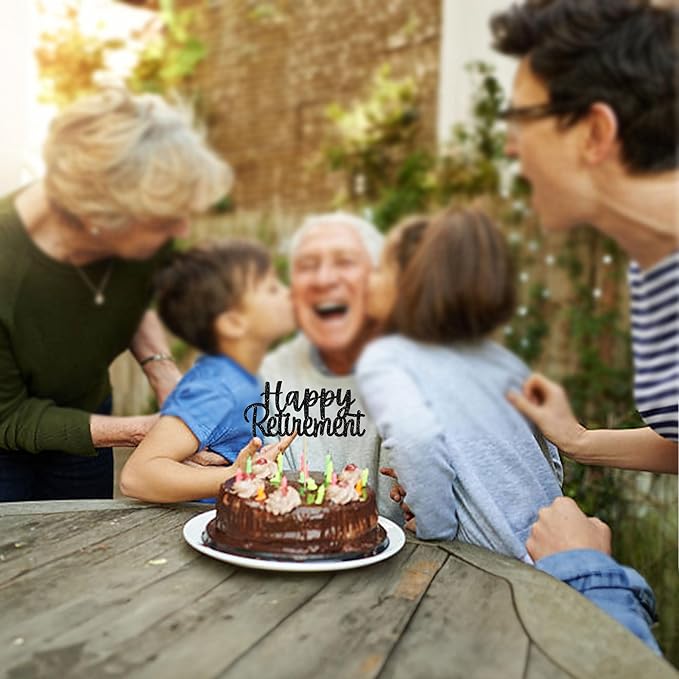 Gyufise Black Happy Retirement Cake Topper Retirement Cake Decoration Picks for Retired Party Cake Decoration Party Supplies 1 Pack