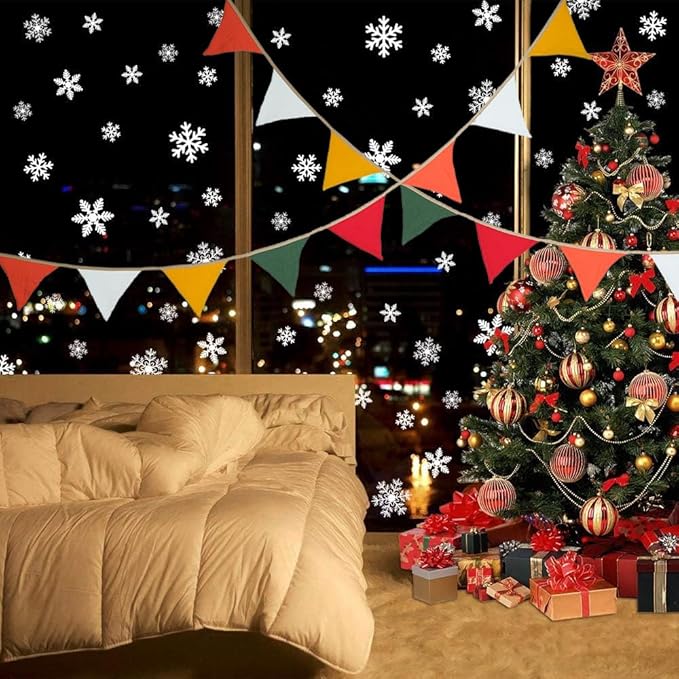 Pennant Banner Bunting Flags, Garland Triangle Banners Fabric for Merry Xmas Party Birthday Wedding New Year Party Supplies Classroom Nursery Playroom Decor (Red and Green)