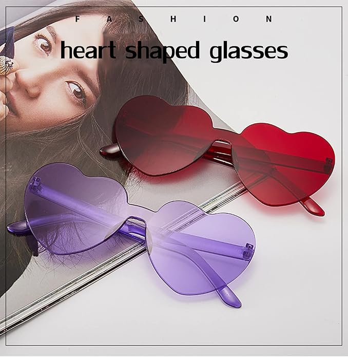 AEAHALY Heart Sunglasses for Women and Men Rimless Heart Shaped Sunglasses Bachelorette Bride Party Accessories