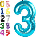 Light Blue Number Balloons 40 Inch, 3rd Birthday Decorations for Girls Boys, Number 3 Ballon for 3, 13, 23, 30 Celebration, Boy and Girl Birthday, Wedding, Anniversary Decor