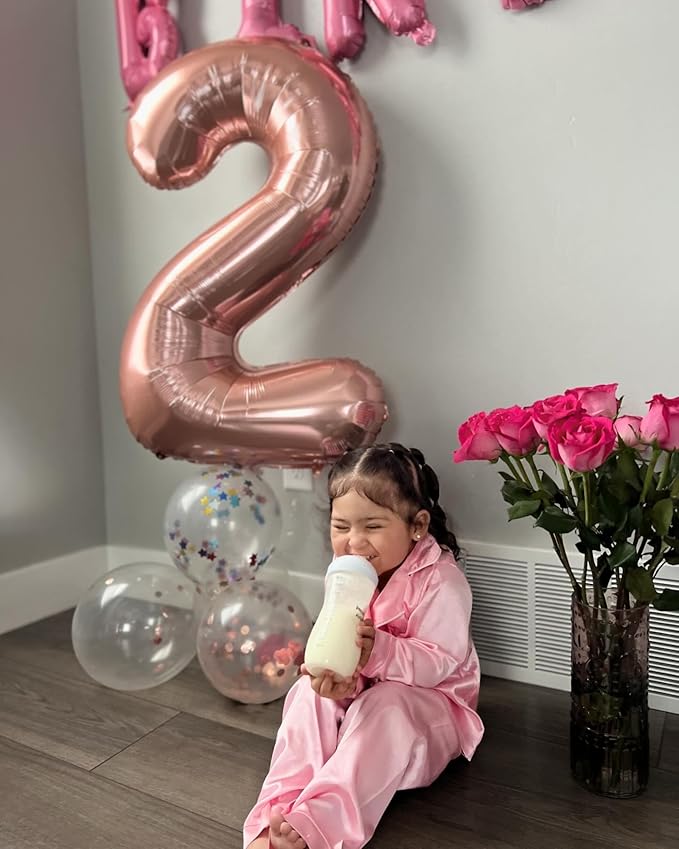 40 Inch Rose Gold Number 5 Balloon, Giant 5 Number Balloons for 5th Birthday Decorations, Party Supplies for Baby Boy Girl, Rose Gold Party Decor