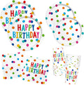 Gatherfun Happy Birthday Decorations: Kids' Birthday Party Supplies with Dots Design - Multicolor, 16 Count, Serves 16