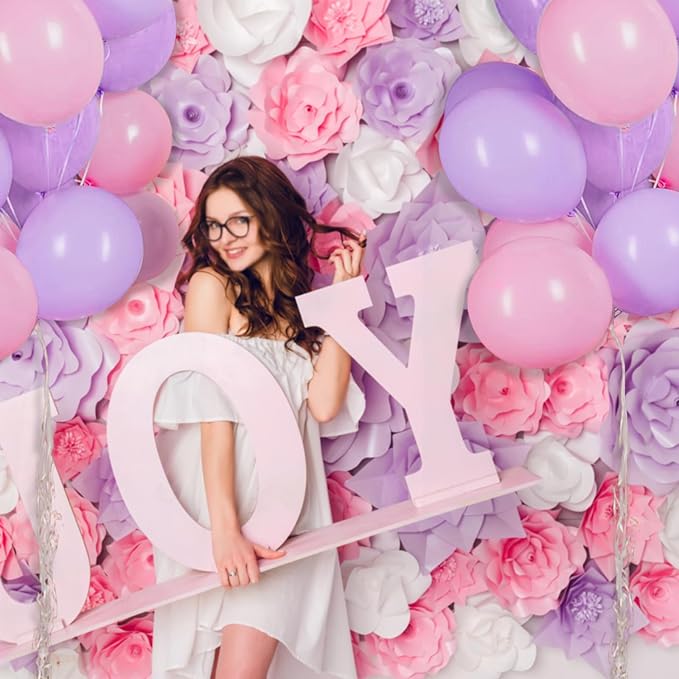 Pink and Purple Balloons 100 Pack 12 inch Light Pink Purple Latex Balloons for Girls Womens Butterfly Baby Shower Decorations Birthday Wedding, Engagements, Anniversary Party Decoration