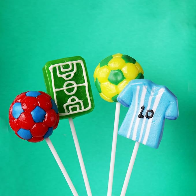 Soccer Lollipops, Ball, Jersey, and Field Individually Wrapped Suckers, Sports Team Party Favor Candy and Goodie Bag Fillers, 18 Count