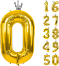 Gold Number 0 Balloon with Crown, 40 inch Gold Number Balloon 0th Birthday Party Decoration Gold Crown Balloons 0-9 for Birthday Party Anniversary Decorations Supplies