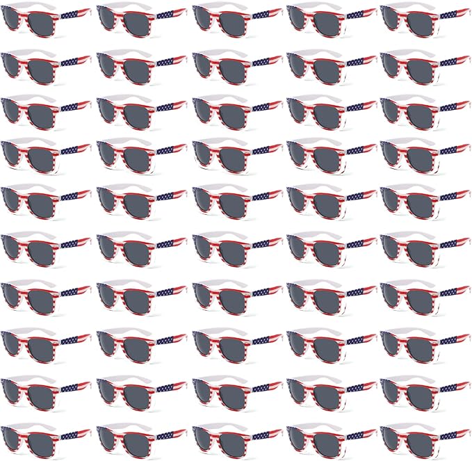 YQVIE Bulk American Flag Sunglasses for Adult Retro Independence Day Glasses UV400 Protection