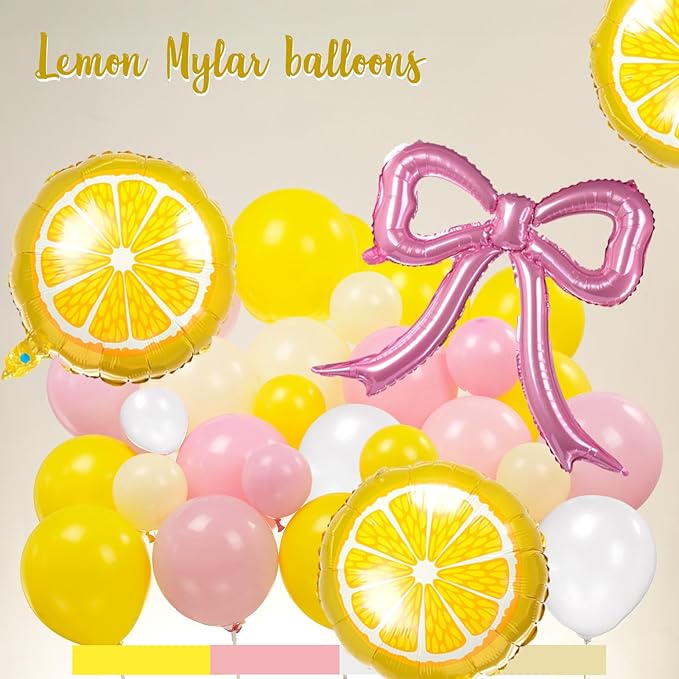 Yellow Pink Lemon Balloon Garland Arch kit with pastel Yellow Pearl White Balloons for Lemonade juicy one 1st Birthday Summer main squeeze Bridal Shower Girl Sweet Baby shower Decorations