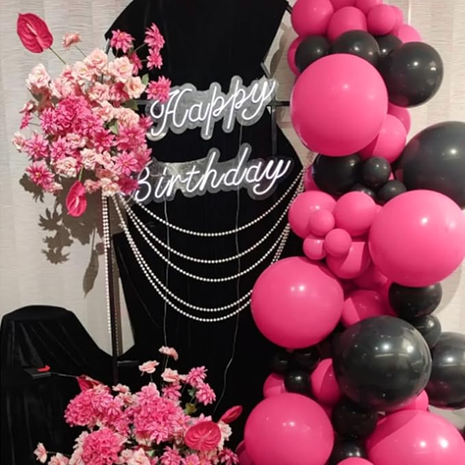 Hot Pink Balloons 100 pcs 12 inch Thicken Latex Hot Pink Balloon Pink Round Helium Ballons for Birthday Wedding Valentines Anniversary Baby Shower Kids Party Decoration Supplies