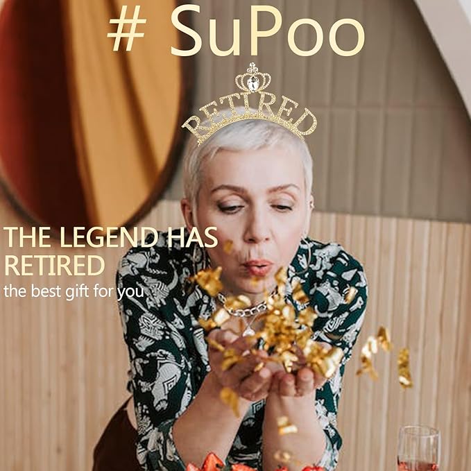 SuPoo Retirement Sash for Women Gold Retired Headband Tiara Retirement Gifts The Legend Has Retired Sash Crown Elegant Retirement Party Decorations Party Supplies