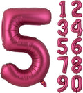 Number 5 Balloons 40 Inch Wine Red Burgundy Foil Helium Large Balloons for Birthday Party Anniversary Decorations（Digital 5）