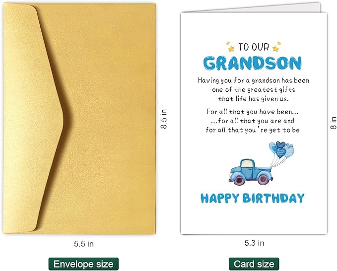 Chenive Grandson Birthday Card, Happy Birthday Card for Grandsons, Bday Greeting Card from Grandparents, Having You For A Grandson Has Been One Of The Greatest Gifts
