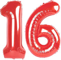 Red Number 16 Balloon 40 inch, 16 Number Balloons, 16th Red Birthday Decorations, 16 Year Old Girls Boys Party Supplies