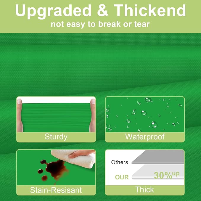 QIKSION Green Plastic Table Cloth Disposable 2 Pack, 54 x 108 Inch Tablecloths for St Patricks Day, Birthday Party, Christmas Decorations, Rectangle Table Cover