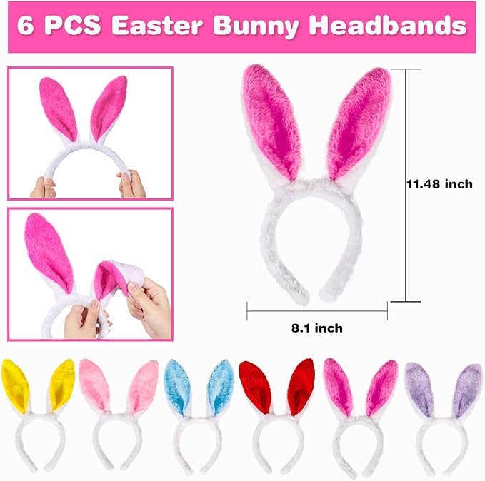 MGparty 12PCS Easter Headbands and Glasses Frame Set Easter Bunny Ears Rabbit Chick Eggs Party Favor Decorations Supplies Photo Booth for Kids and Adults