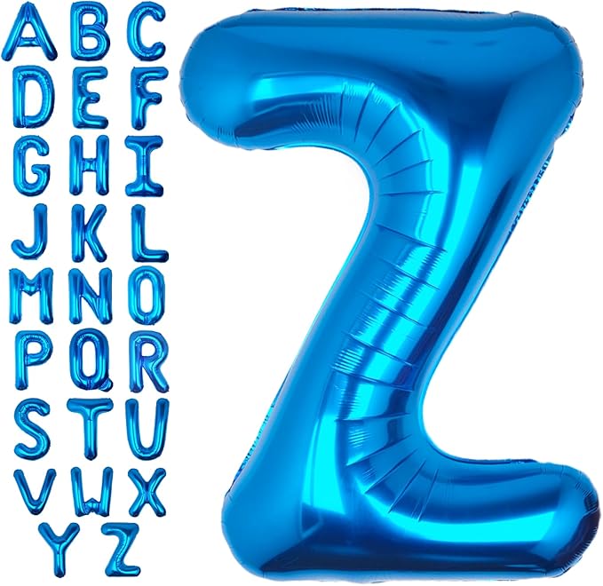 40Inch Blue Letter Z Balloon Foil Helium Letter Balloons A-Z Giant Large Mylar Big Party Balloon for Birthday Party Decorations