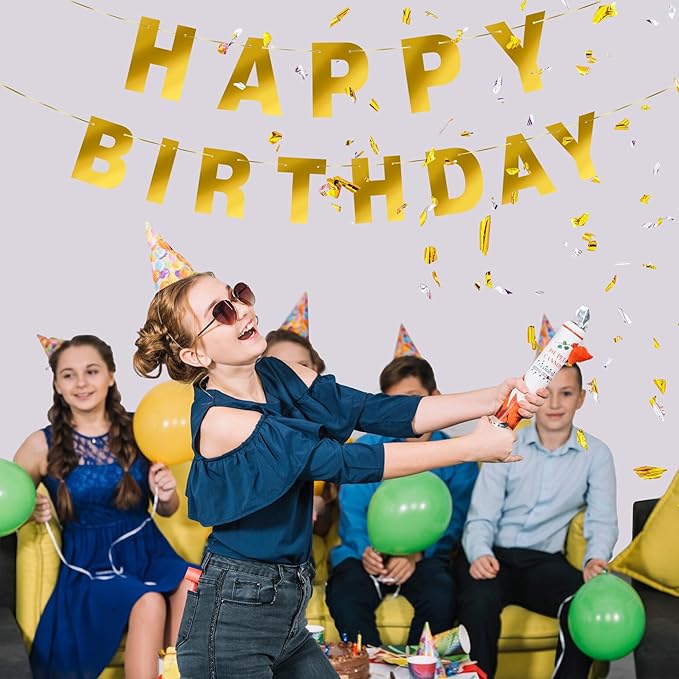 68PCS Custom Banner Kit Pre-Strung Happy Birthday Banner with Name DIY Letter Banners Personalized Banners for Party Golden
