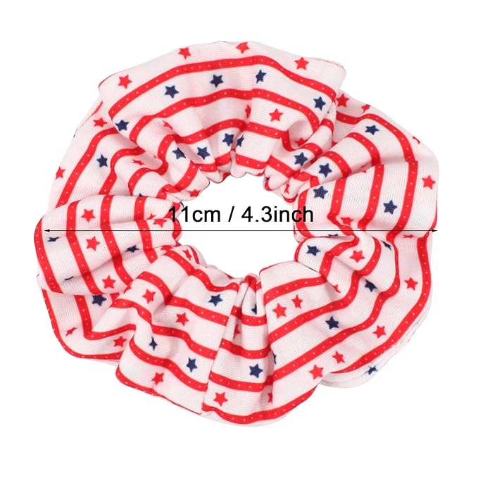 10PCS USA American Flag Hair Scrunchies for Women Girls Independence Day Patriotic Red White Blue Hair Ties Fourth of July Festival Ponytail Holder Hair Accessories Elastic Hair Band
