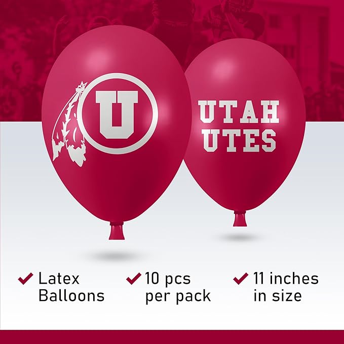 Utah Utes Balloons 10 Pack 11" Official Licensed Logos, Helium Quality Latex Balloons, Perfect for College Football Team Celebration, Decorated Front and Back by Westrick