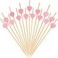 Minisland Pink Love Heart Cocktail Picks, 4.7 Inch Long Bamboo Fancy Toothpicks for Appetizers, Decorative Bridal Wedding Valentines Party Food Drinks Garnish Fruit Skewer Sticks 100 Counts -MSL134