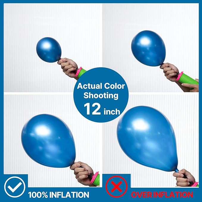 PartyWoo Metallic Blue Balloons 140pcs Different Sizes of 18 12 10 5 Inch Chrome Blue Latex Balloons for Graduation Wedding Baby Shower Wedding Bachelorette Birthday Party Decorations Blue-G106